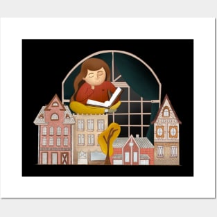 bookworm daydreaming child Posters and Art